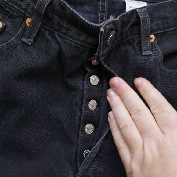 Vtg Levi's 501-0660 Jeans Mens 36x30 Y2K 2000s Black Button Fly Straight Leg - Picture 6 of 16